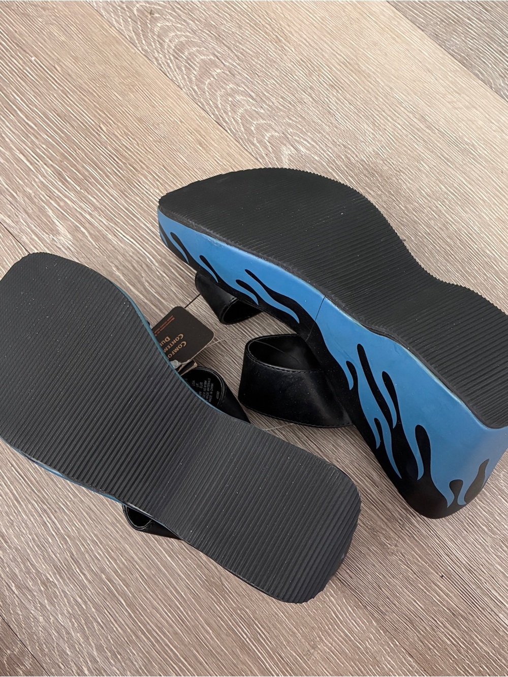 Harley Davidson vintage rare blue flame wedges rockabilly punk sandals NWT - Picture 5 of 7